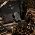 Refined for Him - Premium Wallet | Travel Mug | Metal Mobile Stand | Car Fragrance Diffuser | Premium Chocolates