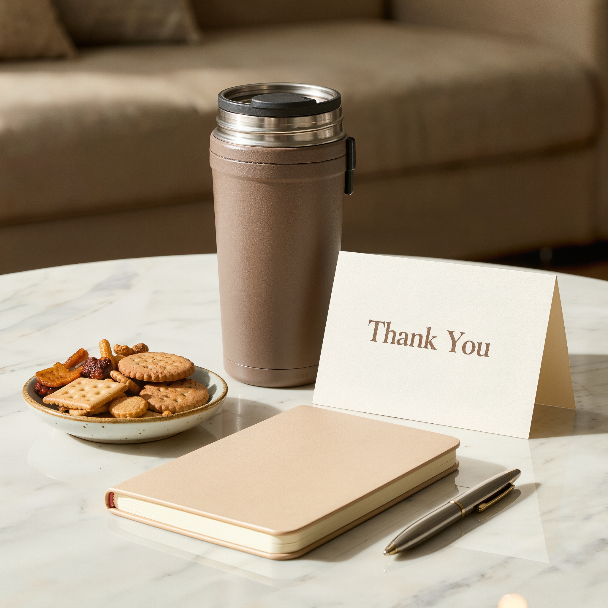 Client Appreciation Kit - Premium Notebook | Premium Metal Pen | Insulated Tumbler | Thank You Card | Gourmet Snacks